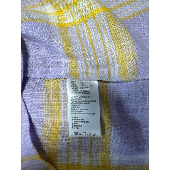 Urban Outfitters Lavender Yellow Plaid Linen Blend Crop Top Size L - Picture 6 of 9